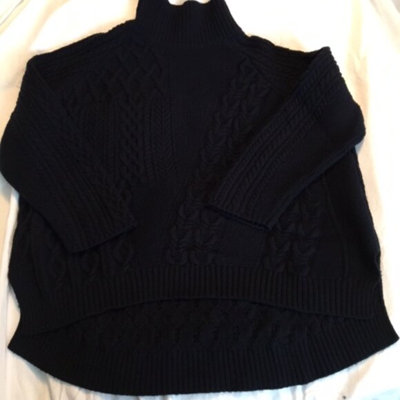 Navy wool turtleneck cable sweater by Tomorrowland, Small - Picture 2 of 8